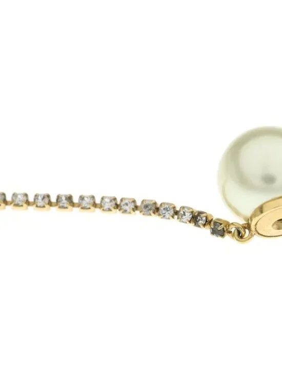 Dior Tribal Faux Pearl CD Logo Earrings Star Rhinestone Gold White - Picture 5 of 6